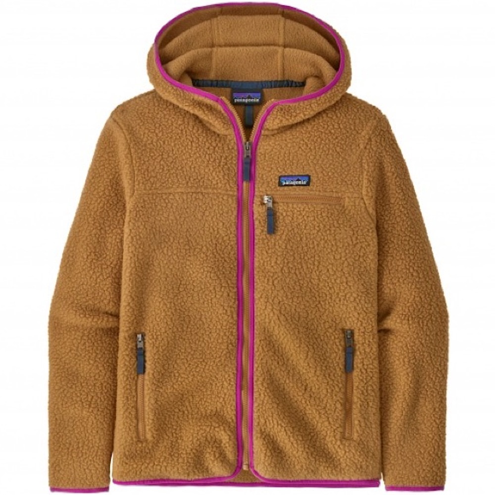 Patagonia Women's Retro Pile Fleece Hoody in Tan / Pink NWOT